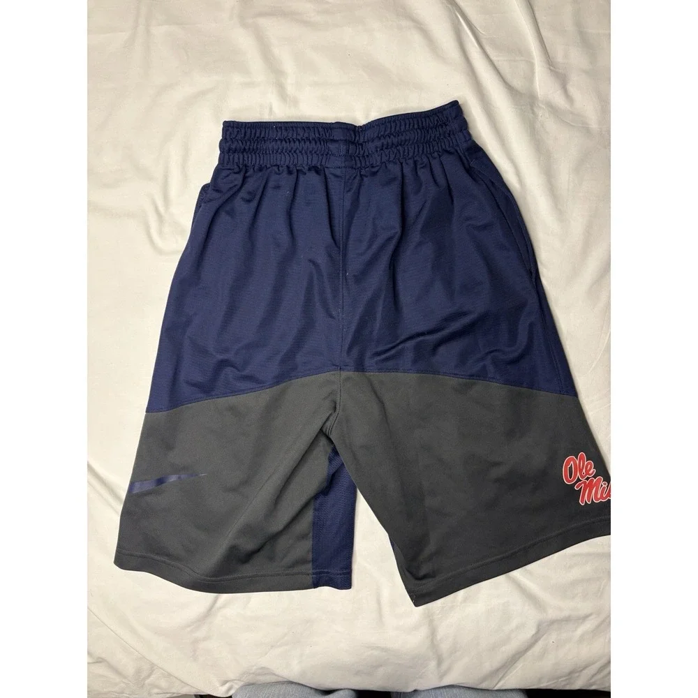 Nike Dri Fit Ole Miss Rebels Athletic Shorts Men's Size XL Blue & Gray Baggy